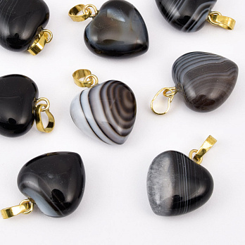 Підвіска Серце, Натур. камінь Агат чорний, 18х15х10 мм (POD-057930)