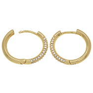 Серьги-кольца Huggie, Латунь с покрытием 18 kt, Стразы куб. цирконий, 20,5х20х2,5 мм (OSN-053093)