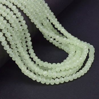 Намистини ронделі, 4х3 мм, Салатові (імітація нефриту) (BUS-061260)