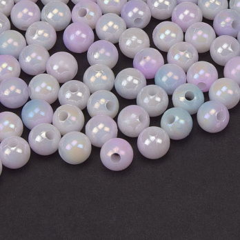 Намистини пластикові градієнтні, Круглі, 6 мм, Синьо-бузкові (BUS-059563)