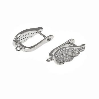 Швензы, Латунь с покрытием Родий, Стрази куб. цирконий, 19х10х7 мм (OSN-059064)