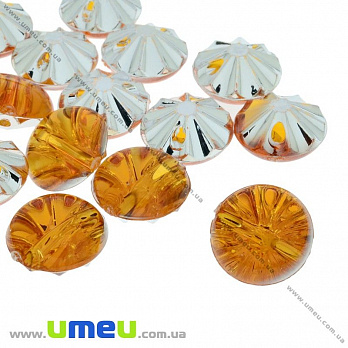 Гудзик пластиковий на полуніжці Круглий, 13 мм, Помаранчевий (PUG-032835)