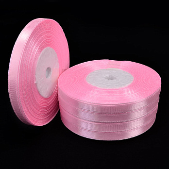 Атласна стрічка, 6 мм, Рожева (LEN-052813)