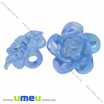 Гудзик пластиковий на ніжці Квітка Анемона, 17х11 мм, Блакитний АВ (PUG-008932)
