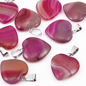 Подвеска Сердце, Натур. камень Агат розовый, 20х20 мм (POD-058546)