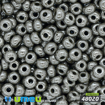 Бісер чеський 6/0, №48020, Сірий, Перламутровий (BIS-024368)