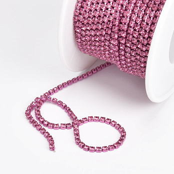Стразового ланцюг SS6 - 2,0 мм, Рожева, Стрази скляні рожеві (ZEP-043000)