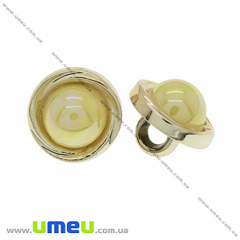 Гудзик пластиковий на ніжці з полубусіной, 12 мм, Жовтий, Світле золото (PUG-021479)