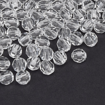 Намистини акрилові, Круглі грановані, 6 мм, Прозорі (BUS-054588)