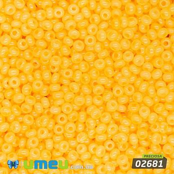 Бісер чеський №443/02681, Жовтий, Алебастровий, 10/0 (BIS-043798)