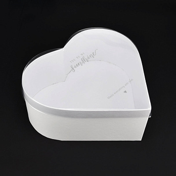 Подарочная коробка Сердце с прозрачной крышкой, 25,5х23х9 см, Белая (UPK-060646)