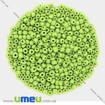 Бісер китайський великий, 6/0, Салатовий натуральний, 4 мм (BIS-003530)