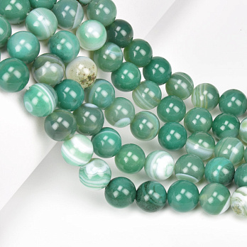 Намистини Агат зелений, Натур. камінь, 10 мм, 38 см, Круглі (BUS-049746)