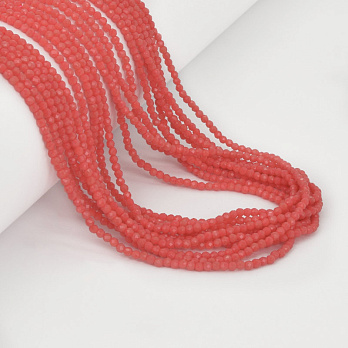 Бусины круглые граненые (имитация нефрита), 2 мм, Коралловые (BUS-057368)