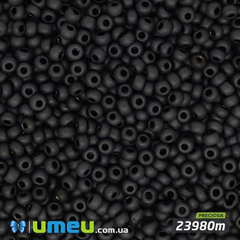 Бісер чеський №235m/23980m, Чорний, Матовий натуральний, 10/0 (BIS-003931)