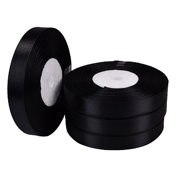 Атласна стрічка, 10 мм, Чорна (LEN-052771)
