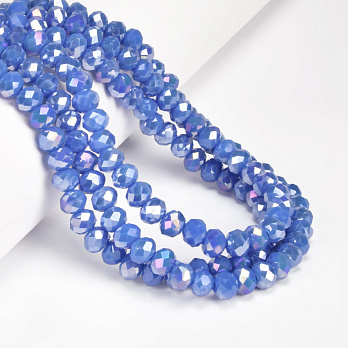 Бусины рондели, 8х6 мм, Синие АВ (BUS-057151)