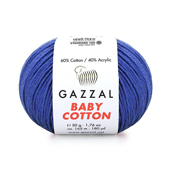Пряжа Gazzal Baby Cotton №3421, 50 г, 165 м, Синяя (YAR-062512)