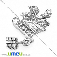 Подвеска метал. Сани, 33х17 мм, Античное серебро, 1 шт (POD-008031)