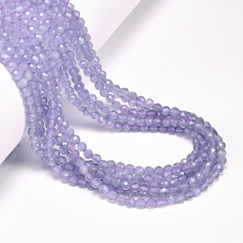 Намистини Котяче око, Синт. камінь, 3 мм, Аметистові, Круглі грановані (BUS-054293)
