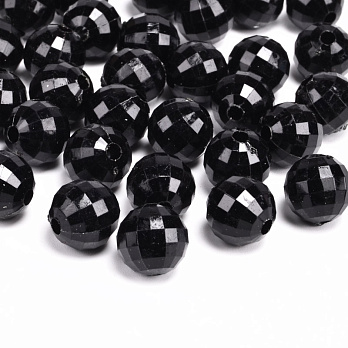 Бусины для сумок ОПТ, Акриловые, Круглые граненые, 9,5 мм, Черные (BUS-054543)