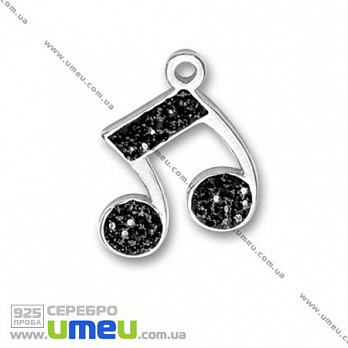 Подвеска из Серебра 925 с кристаллами Swarovski, Нота черная, 24х18 мм (POD-002187)