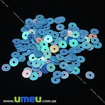 Пайетки Китай круглые, 4 мм, Синие AB, 5 г (PAI-013108)