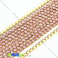 Стразовий ланцюг SS6 - 2,0 мм, Золото, Стрази скляні рожеві, 1 м (ZEP-036398)