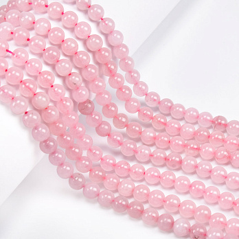 Намистини Кварц рожевий, Натур. камінь, 7 мм, Круглі, 37 см (BUS-060928)