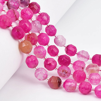 Намистини Агат рожевий, Натур. камінь, 10 мм, Круглі грановані (BUS-058211)