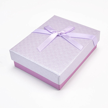 Подарункова коробочка Прямокутна з бантиком, 9х7х2,5 см, Бузкова (UPK-056833)
