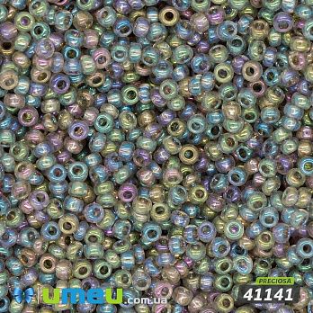Бісер чеський №753/41141, Синьо-зелений, Прозорий райдужний, 10/0 (BIS-043881)
