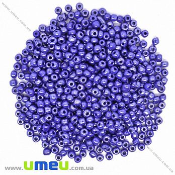 Бисер китайский крупный, 6/0, Синий перламутровый, 4 мм (BIS-033696)
