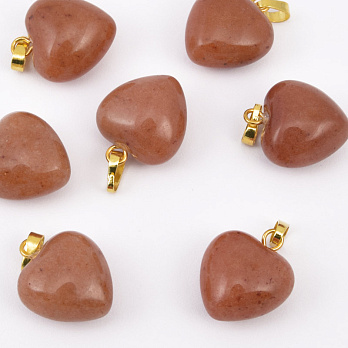 Підвіска Серце, Натур. камінь Авантюрин червоний, 18х15х10 мм (POD-057935)