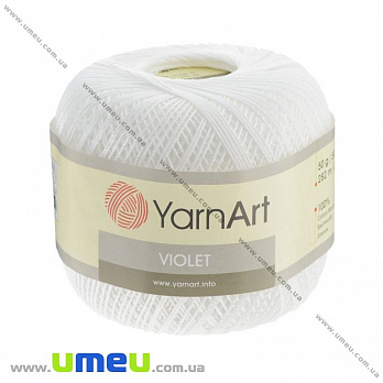 Пряжа YarnArt Violet 50 г, 282 м, Белая 1000, 1 моток (YAR-022939)