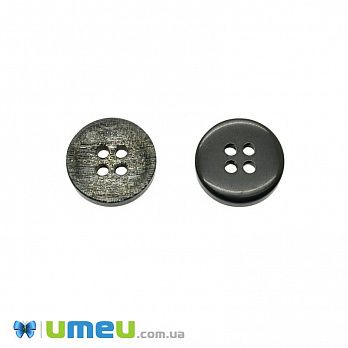 Пуговица пластиковая Круглая, 15 мм, Серая (PUG-046604)