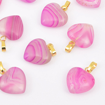 Підвіска Серце, Натур. камінь Агат рожевий, 18х15х10 мм (POD-057921)