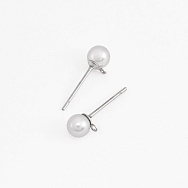 Пусеты из нерж. стали с бусинкой 5 мм, Темное серебро (STL-061299)