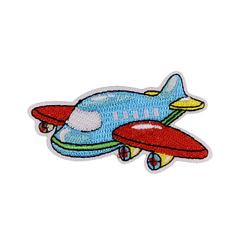 Термоаппликация детская Самолетик, 6,5х3,5 см, Голубая (APL-055066)