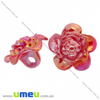 Гудзик пластиковий на ніжці Квітка Анемона, 17х11 мм, Червоний АВ (PUG-008931)