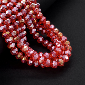 [Архів] Намистини ронделі, 8х6 мм, Червоні АВ (BUS-052173)