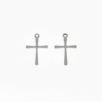 Подвеска из нерж. стали Крестик, 16х9,5 мм, Темное серебро (STL-059167)