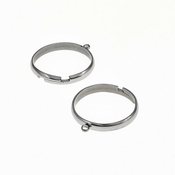 Кольцо из нерж. стали с петлей, 20 мм, Темное серебро (OSN-060527)