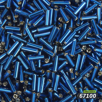 Бісер чеський Стеклярус 3, №67100, Синій темний блискучий, 7 мм (BIS-059335)