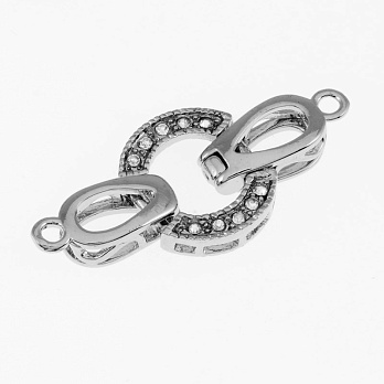 Застёжка, 36х15 мм, Темное серебро, Стразы стеклянные (ZAM-055443)