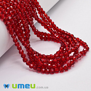 Бусины круглые граненые, 4 мм, Красные (BUS-049323)