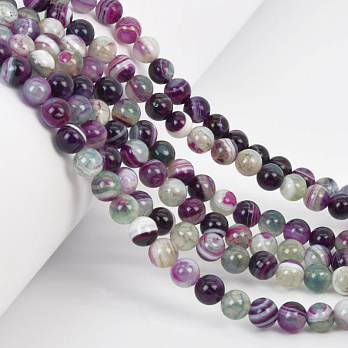 Намистини Агат фіолетовий, Натур. камінь, 6 мм, Круглі, 18 см (BUS-058042)