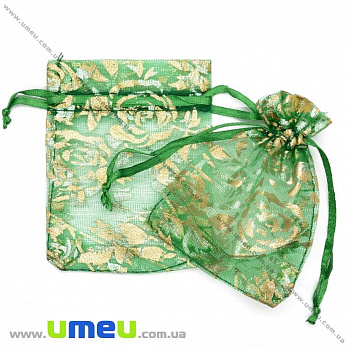 Подарочная упаковка из органзы, 7х9 см, Зеленая, 1 шт (UPK-026264)