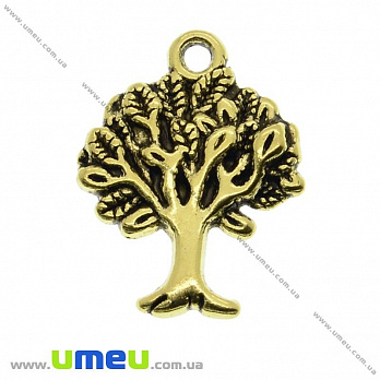 [Архів] Підвіска метал. Дерево, 21х17 мм, Античне золото (POD-022850)
