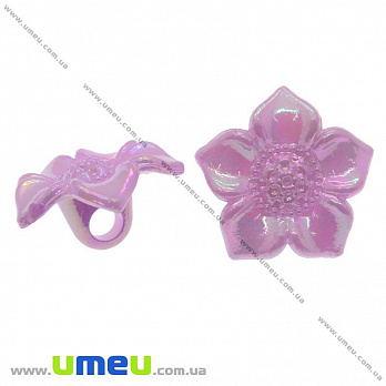 Гудзик пластиковий на ніжці Хризантема, 17х10 мм, Бузковий АВ (PUG-008909)